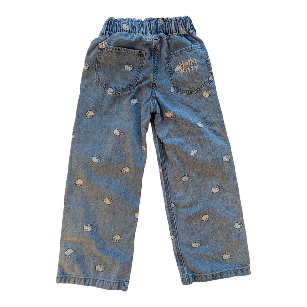 H&M Girls Blue Denim Hello Kitty Print Pants Cotton Size 6x - Picture 2 of 11